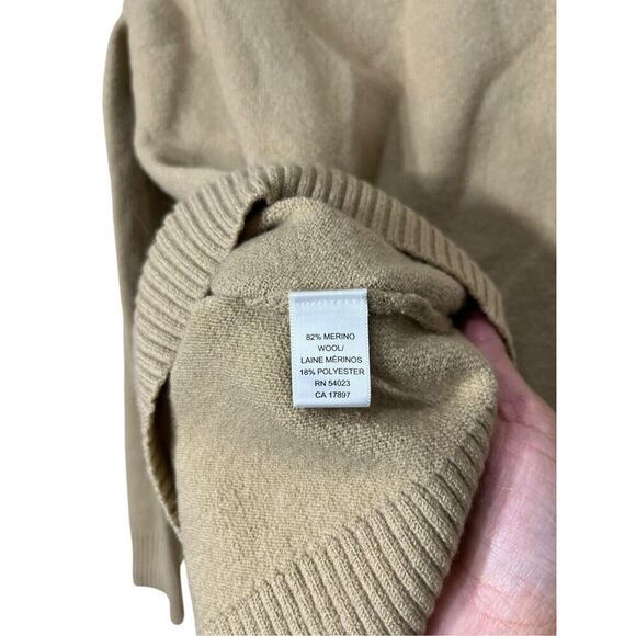 Vintage Banana Republic Fine Italian Merino Wool Blend Tan Turtleneck Sweater Si - Picture 6 of 7